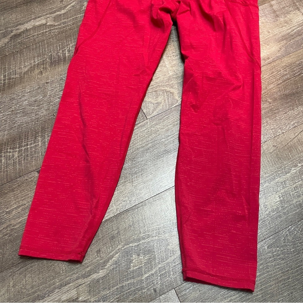 Zyia Active Red Space Dye High Waisted Pocket Leggings Size 12 Drawstring 7/8 - Picture 6 of 8